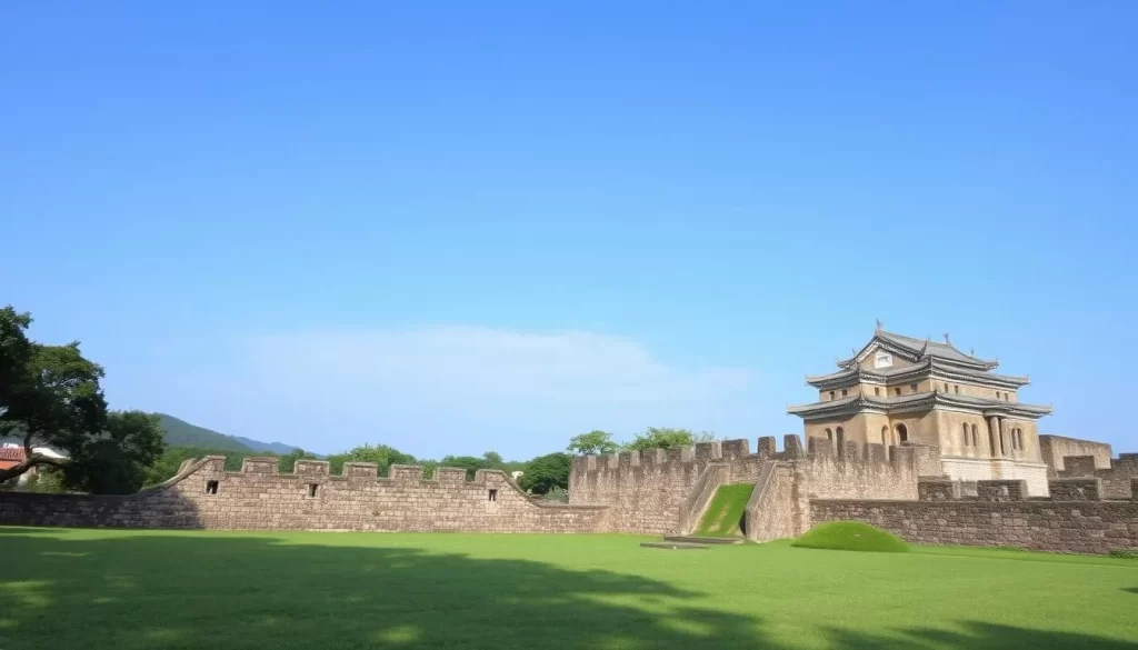 Generate an image of Tsu Castle Ruins and Park, showcasing its serene atmosphere and historical significance.