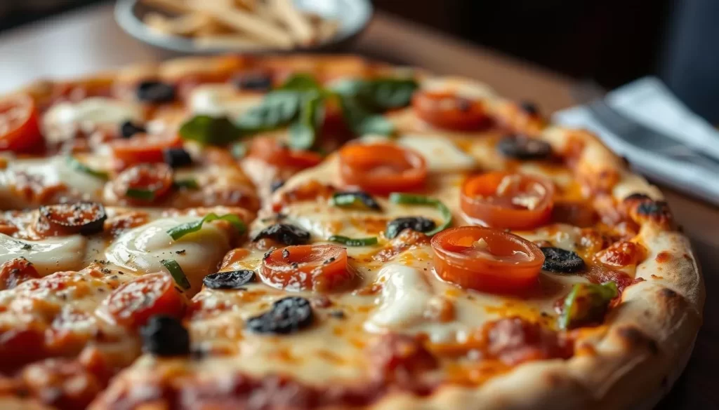 Generate an image of Vito & Nick's thin-crust pizza