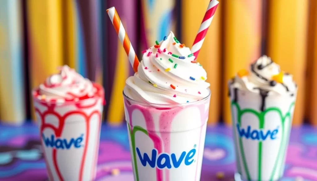 Generate an image of WAVE's freakshake with whipped coconut cream on top.