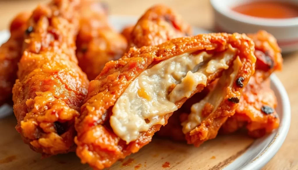 Generate an image of Yangban's twice-fried chicken wings, showcasing the crispy exterior and juicy interior.