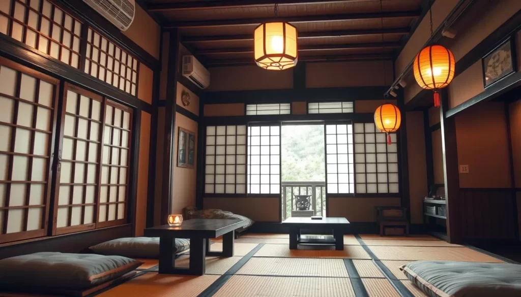 Generate an image of a budget-friendly minshuku in Kōfu City with a cozy atmosphere and traditional Japanese decor.