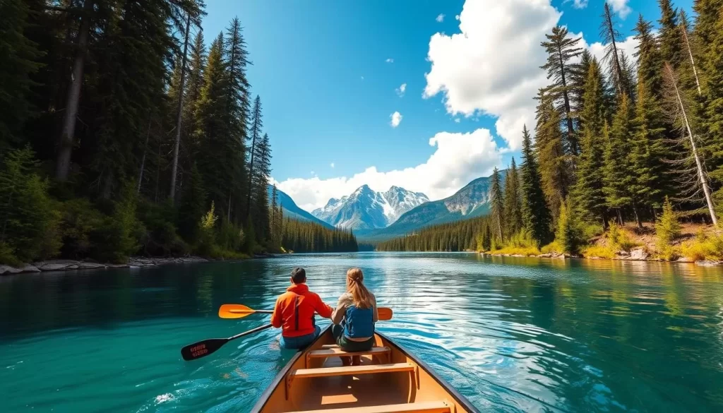 Generate an image of a canoe trip on the Yukon River.