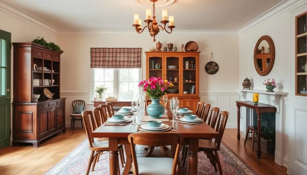Generate an image of a cozy, welcoming dining space that resembles a house party, capturing the essence of The Little Yellow Door's atmosphere.
