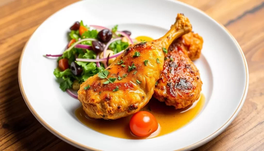 Generate an image of a dish at Segnatore, featuring Calabrian honey fried chicken.