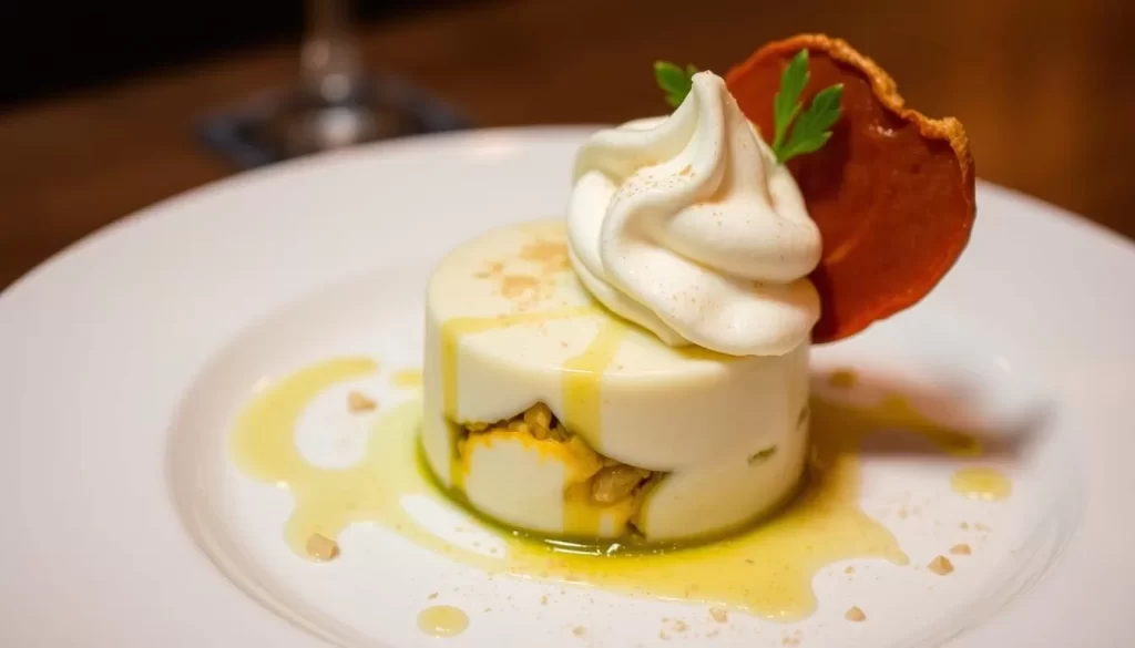 Generate an image of a garlic-infused dessert at Garlic & Shots in Soho.