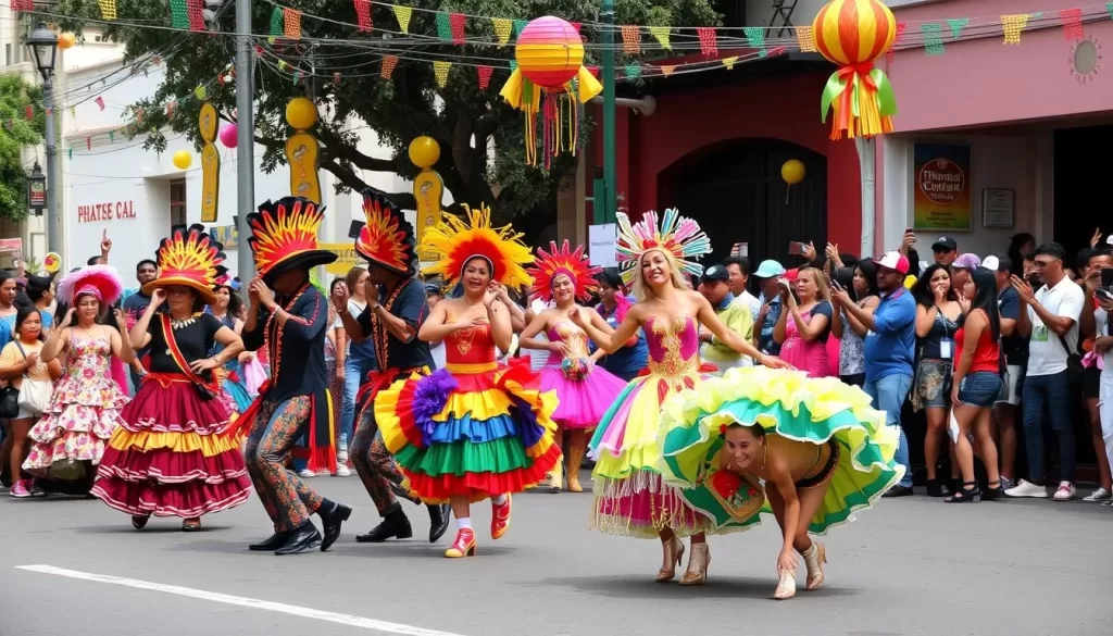 Generate an image of a lively street performance during Fiesta del Toro Venado in Masaya.