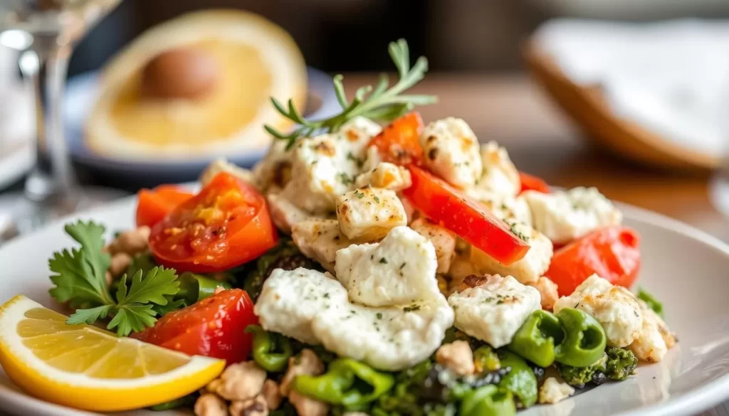 Generate an image of a traditional Greek dish at Albert's Bistro in Brandon.