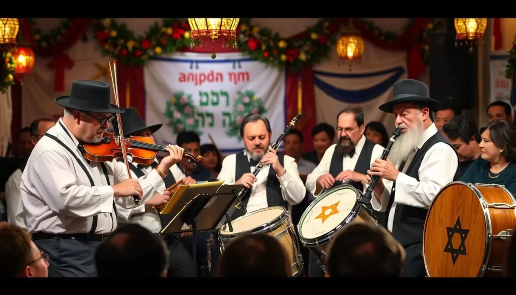 Generate an image of a traditional Jewish music performance.