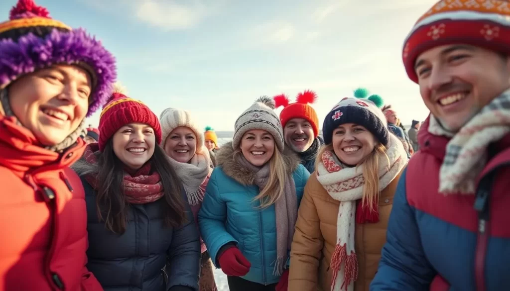 Generate an image of people enjoying winter activities at the K'amba Carnival in Northwest Territories.