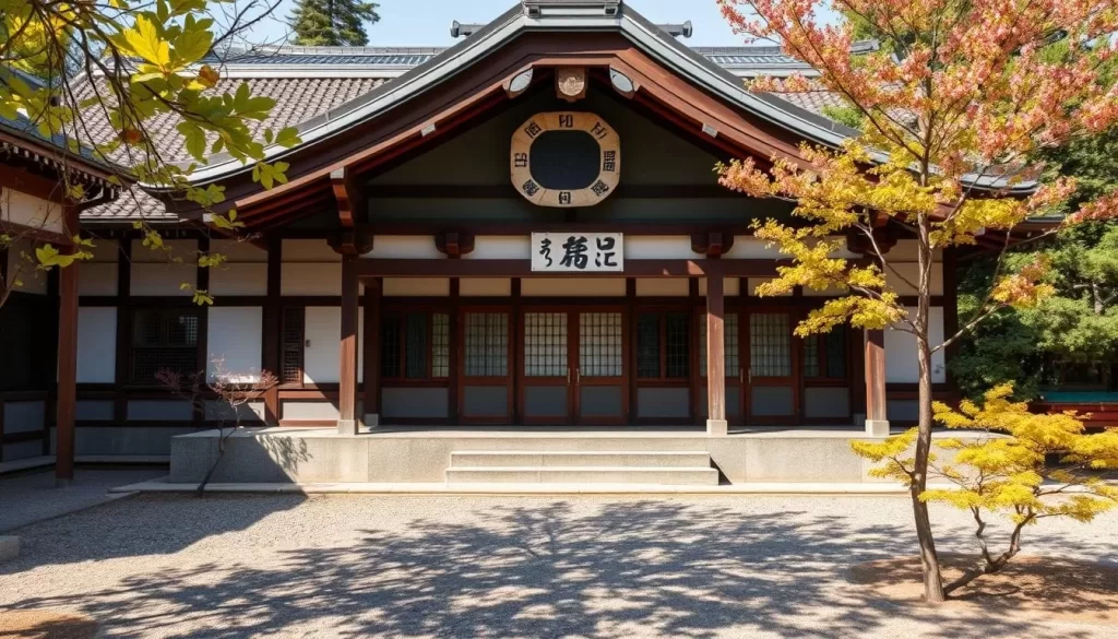 Generate an image of the Aizu Hanko Nisshinkan, a reconstructed Edo-period samurai school with traditional architecture.