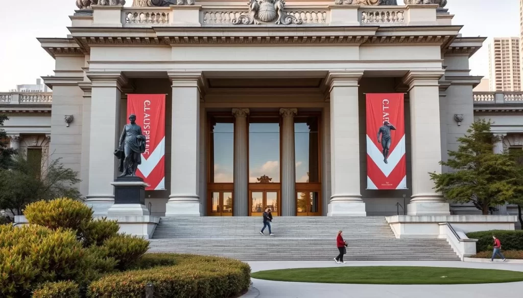 Generate an image of the Art Institute of Chicago's grand entrance