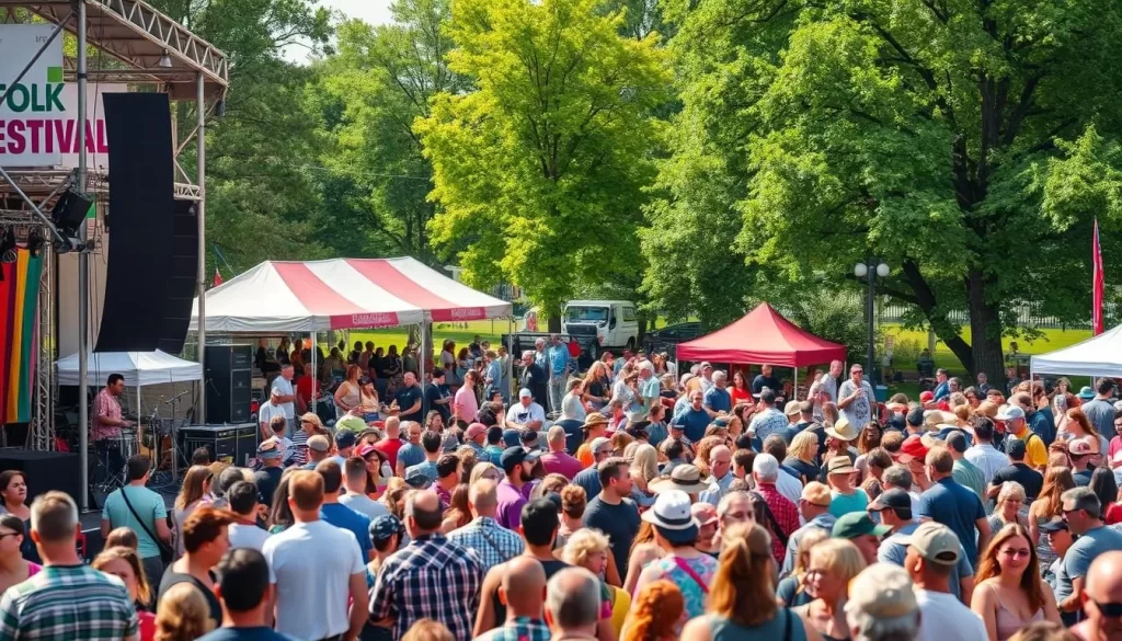 Generate an image of the Calgary Folk Music Festival at Prince's Island Park