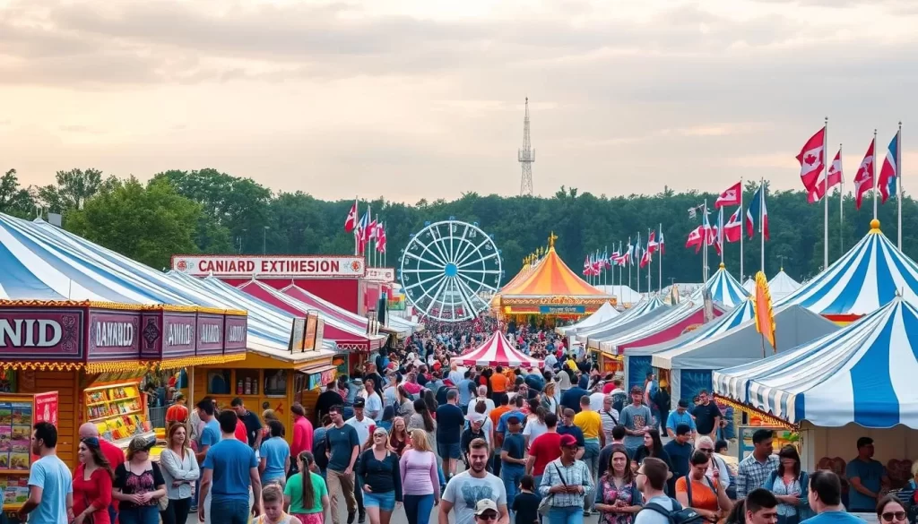 Generate an image of the Canadian National Exhibition grounds during the fair