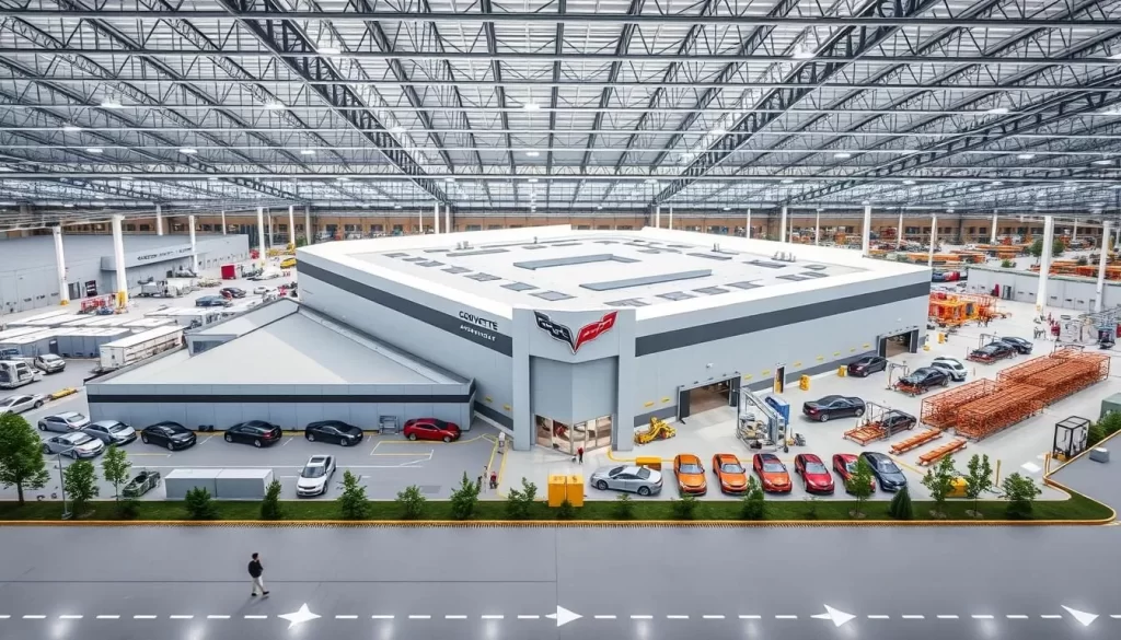 Generate an image of the Corvette Assembly Plant in Bowling Green, Kentucky, showcasing its modern manufacturing facility.