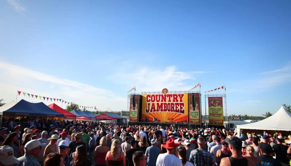 Generate an image of the Craven Country Jamboree (now Country Thunder) festival grounds.