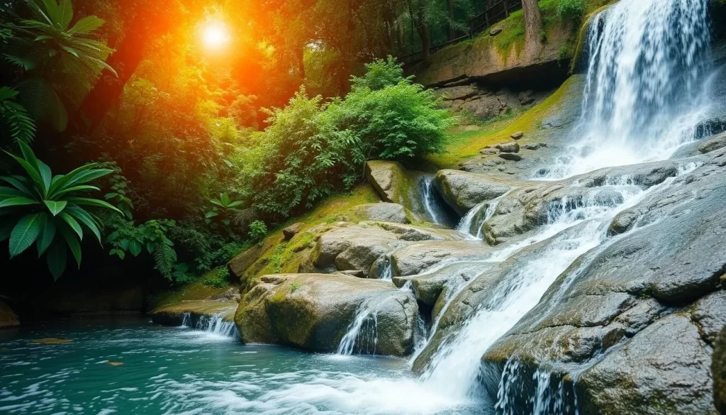 Generate an image of the Falls of the Lily in Ampefy, showcasing its picturesque surroundings.