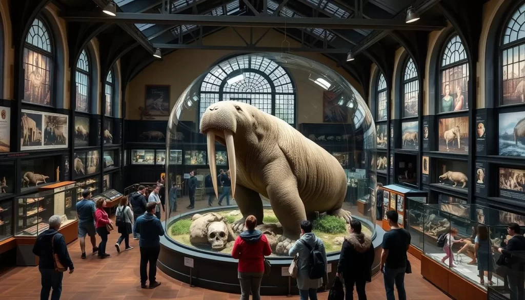Generate an image of the Horniman Museum, showcasing its diverse collections and the iconic walrus exhibit.