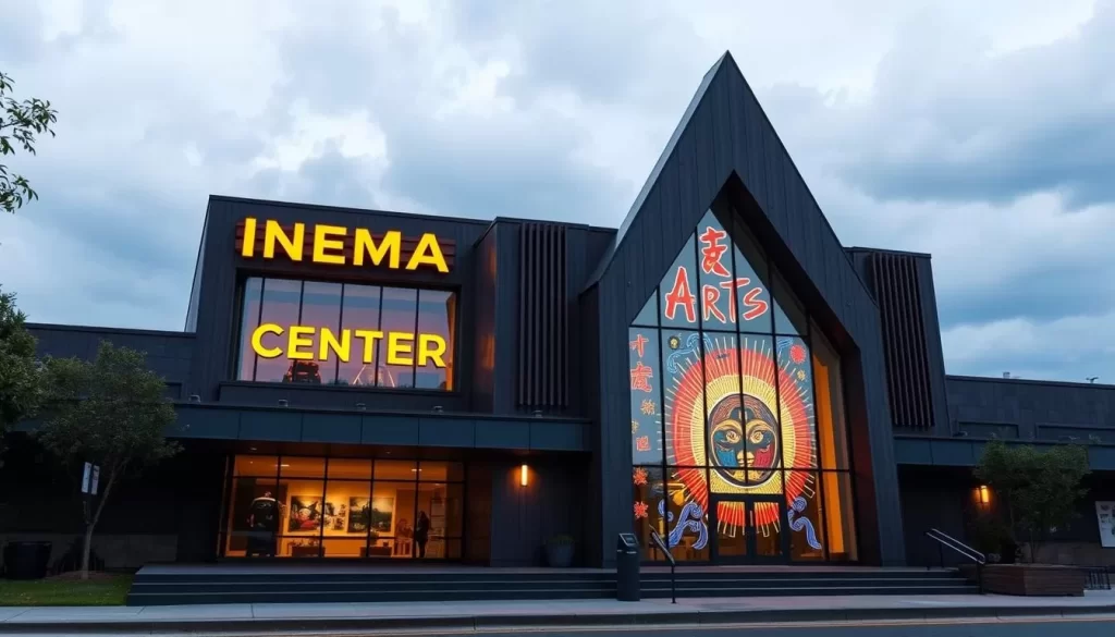 Generate an image of the Inema Arts Center's exterior or a notable artwork displayed there.