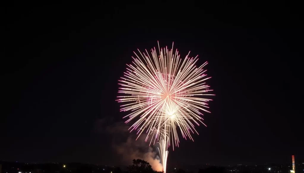Generate an image of the Katakai Fireworks Festival's "yonshakudama" firework exploding in the night sky, measuring 800 meters in diameter.