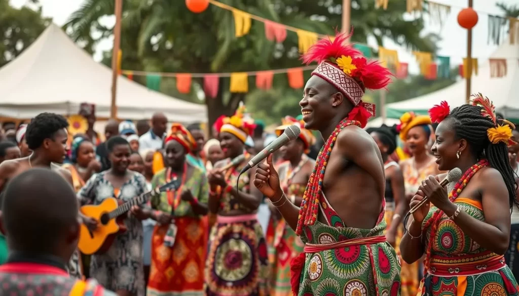 Generate an image of the Kigingi Festival in Burundi, showcasing traditional music and dance performances.