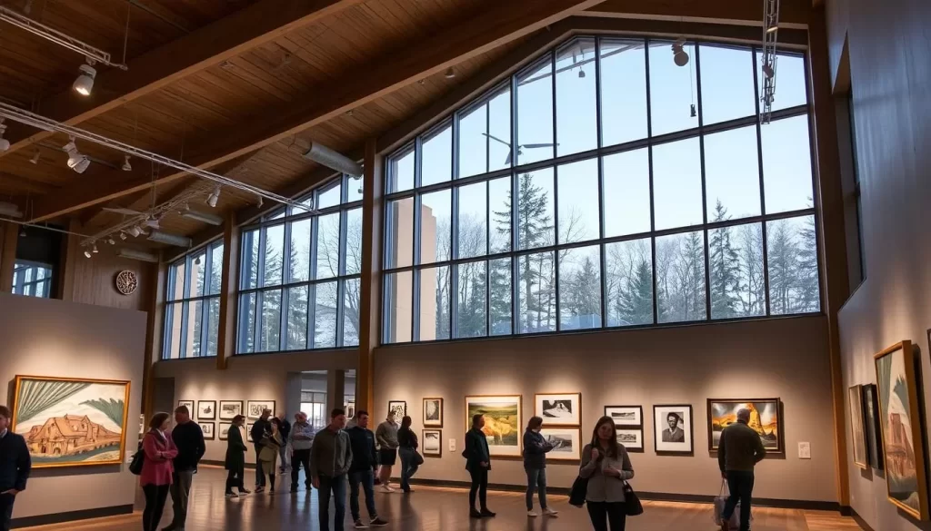 Generate an image of the Klondike Institute of Art and Culture, featuring some of its contemporary art exhibitions.