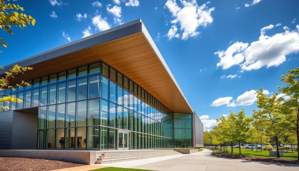 Generate an image of the Knoxville Museum of Art's contemporary building with its unique architecture.