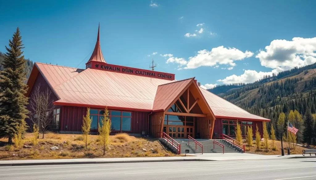 Generate an image of the Kwanlin Dün Cultural Centre in Whitehorse, Yukon.