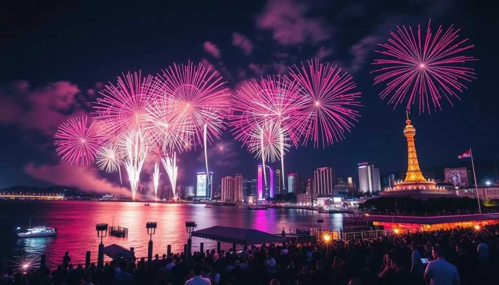 Generate an image of the Minato Kobe Fireworks Festival