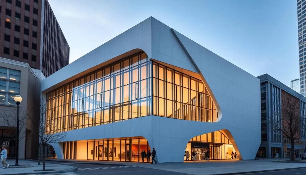 Generate an image of the Museum of Contemporary Photography's exterior, highlighting its modern architecture.