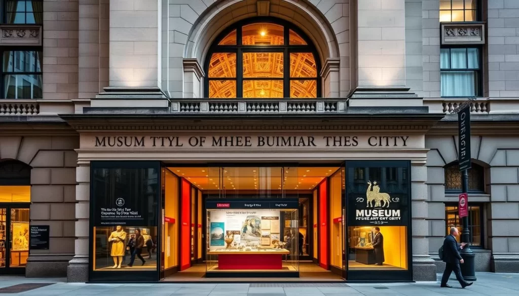 Generate an image of the Museum of the City of New York's facade and a notable exhibit.