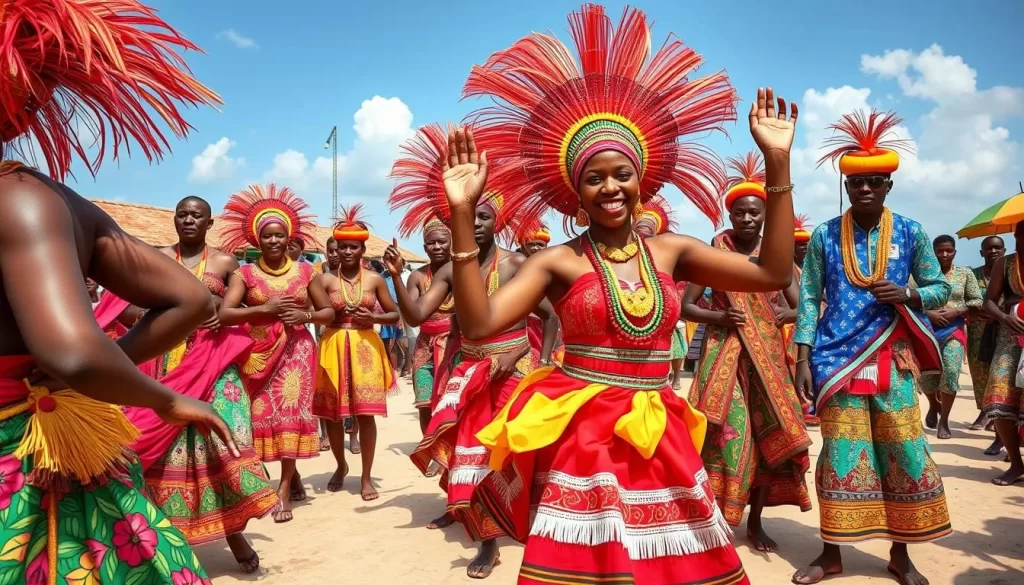 Generate an image of the Mwaka Kogwa Festival in Zanzibar, showcasing traditional dances and local culture.