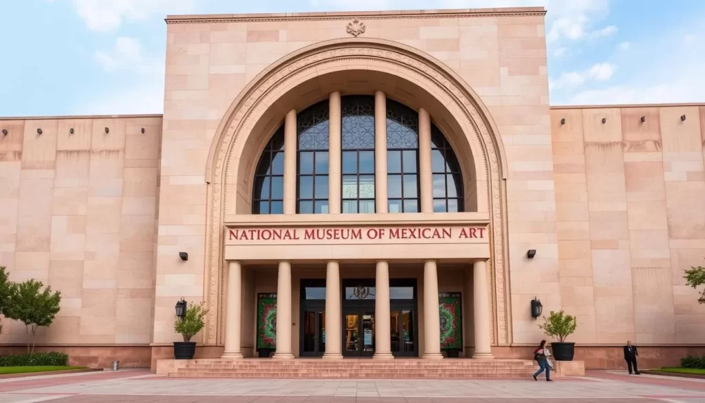 Generate an image of the National Museum of Mexican Art's exterior or a notable exhibit.