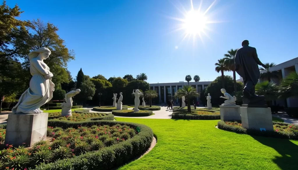 Generate an image of the Norton Simon Museum's sculpture garden