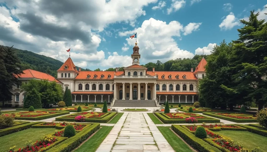 Generate an image of the Oplenac Royal Complex in Topola, Serbia