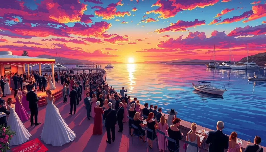 Generate an image of the Paphos Aphrodite Opera Festival at the Paphos harbor.