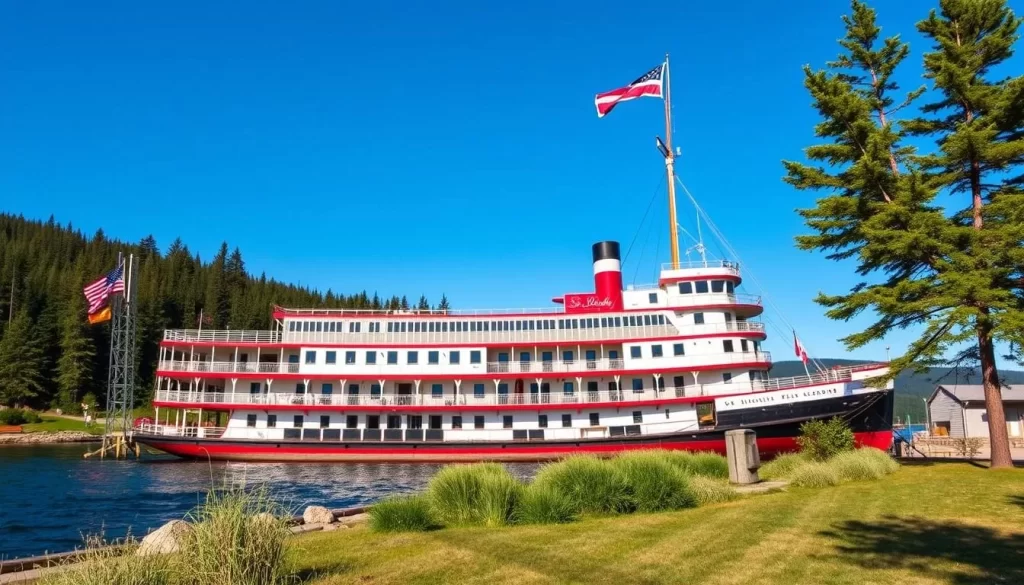 Generate an image of the SS Klondike National Historic Site, showcasing the historic paddlewheel sternwheeler in its current state as a museum.