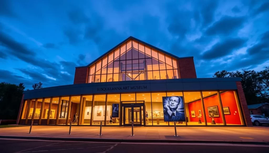 Generate an image of the Susquehanna Art Museum's exterior or a notable exhibit.