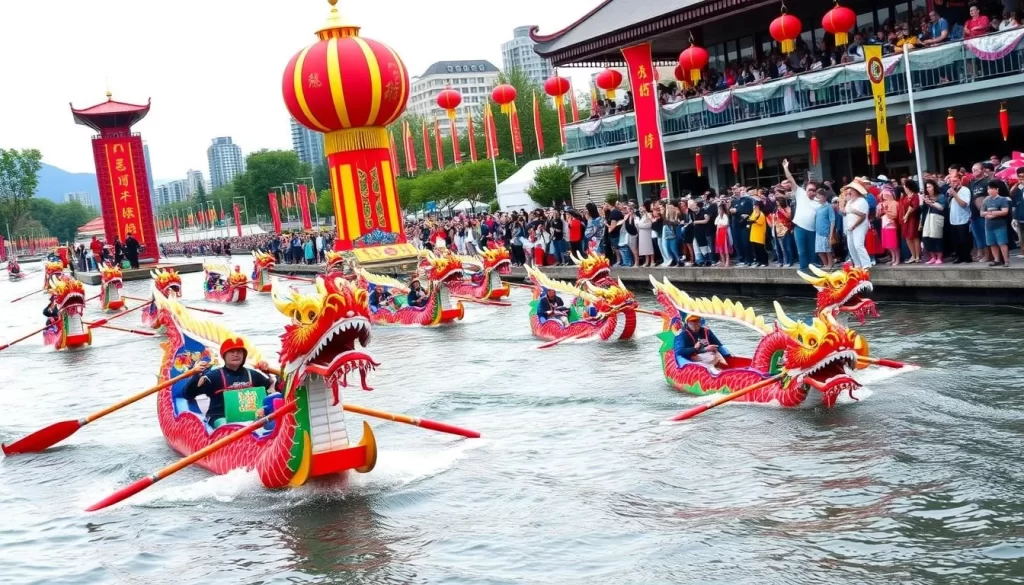 Generate an image of the Vancouver Dragon Boat Festival