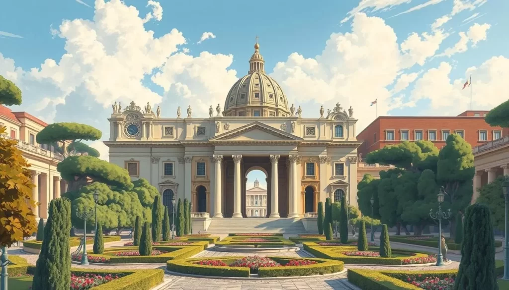 Generate an image of the Vatican Museums' grand entrance