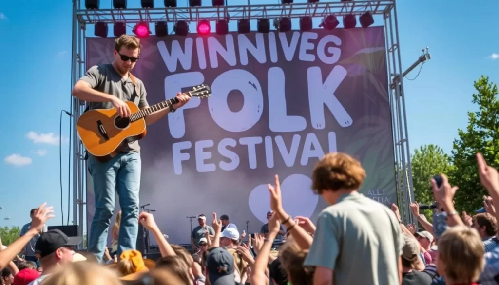 Generate an image of the Winnipeg Folk Festival at Birds Hill Provincial Park