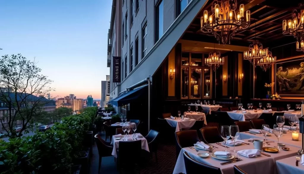 Generate an image of the exterior or interior of Le Bernardin, showcasing its elegant ambiance.