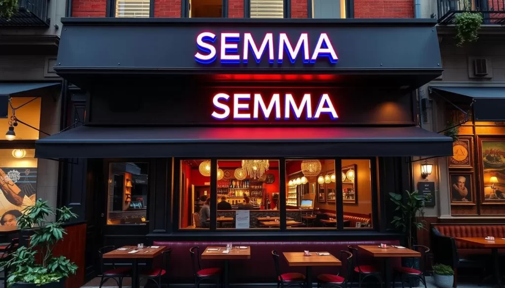 Generate an image of the exterior or interior of Semma restaurant in Greenwich Village.