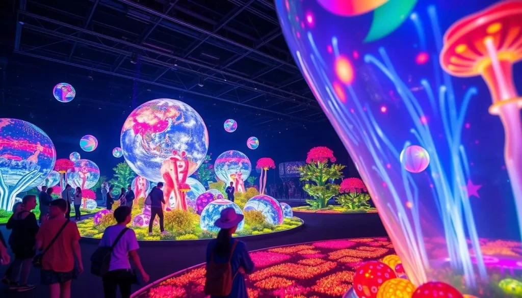Generate an image of the interactive installations at teamLab Planets.