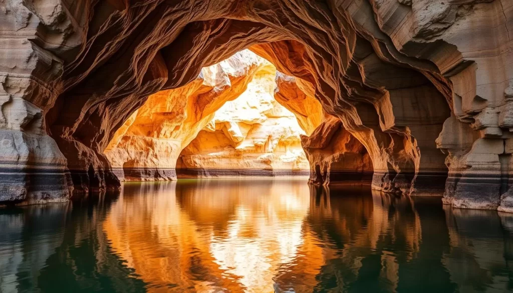 Generate an image of the rock tunnels at Caddy Lake