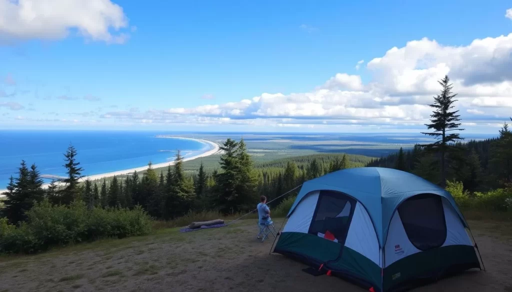 Grand Beach Provincial Park campsite with a scenic view