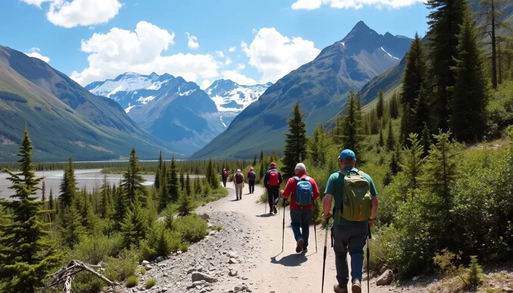 Hikers exploring trails in Kluane National Park
