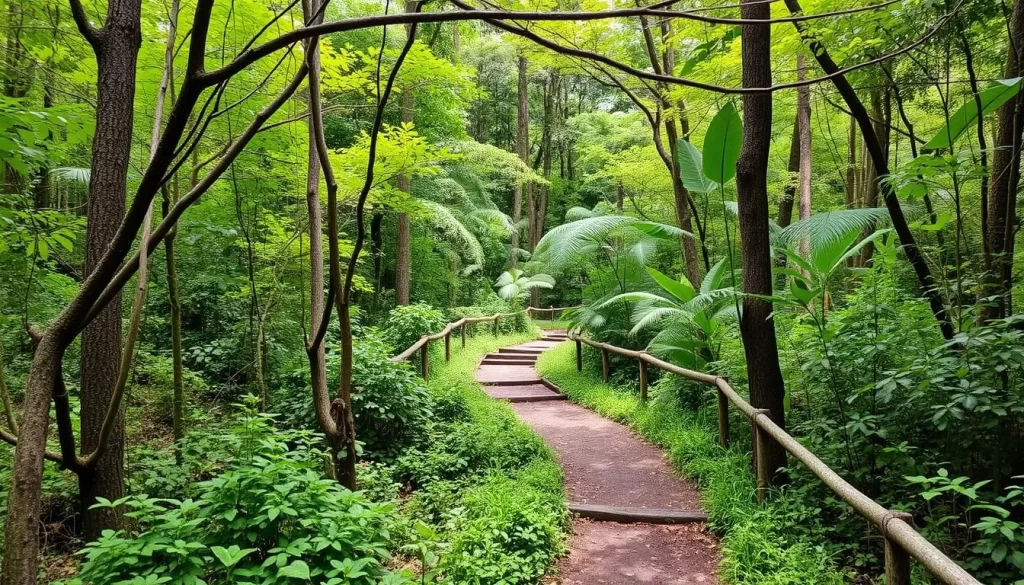 Hiking through the lush trails of Amami Nature Observation Forest