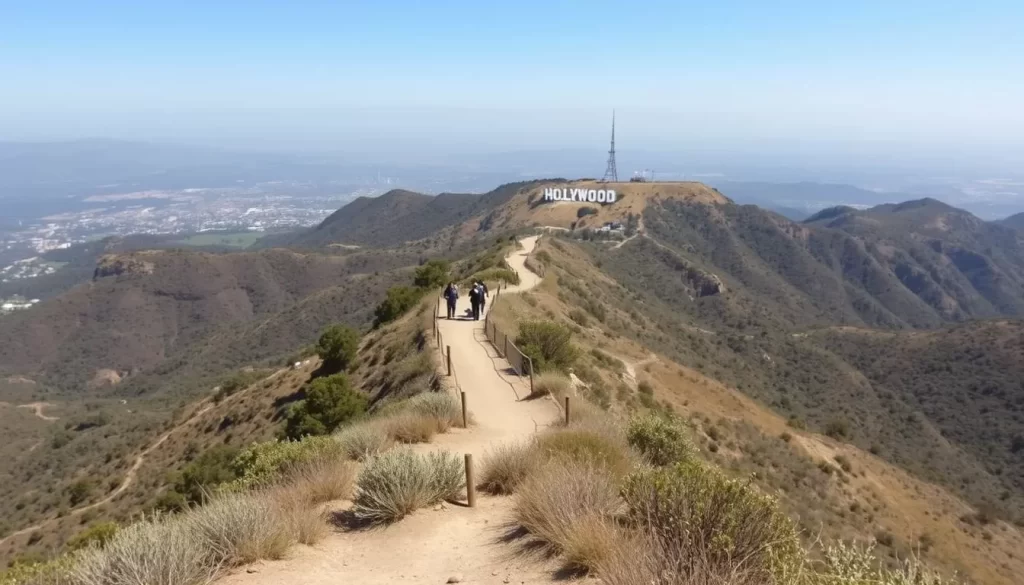 Hiking trails to the Hollywood Sign with a scenic view