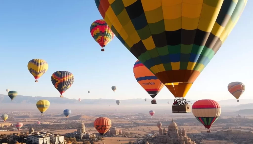 Hot air balloons soaring above Yerevan, Garni, and Aparan during the International Balloon Festival.