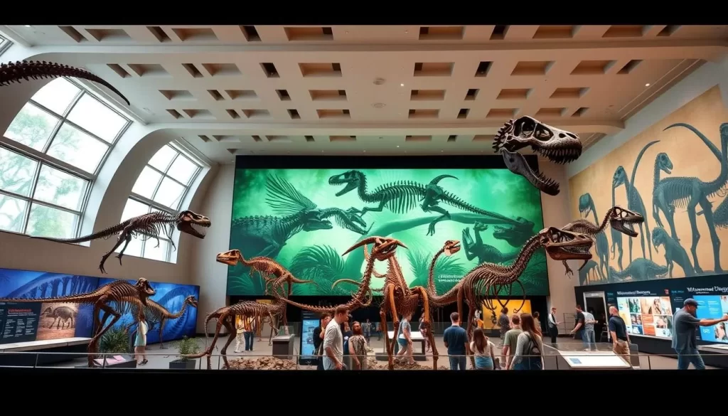 Image generation prompt: Natural History Museum of Los Angeles County's dinosaur exhibit